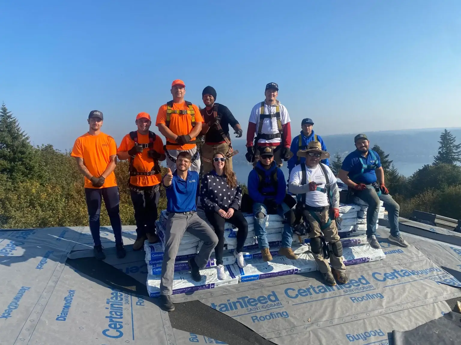 NearMe Roofing technician on a residential roof