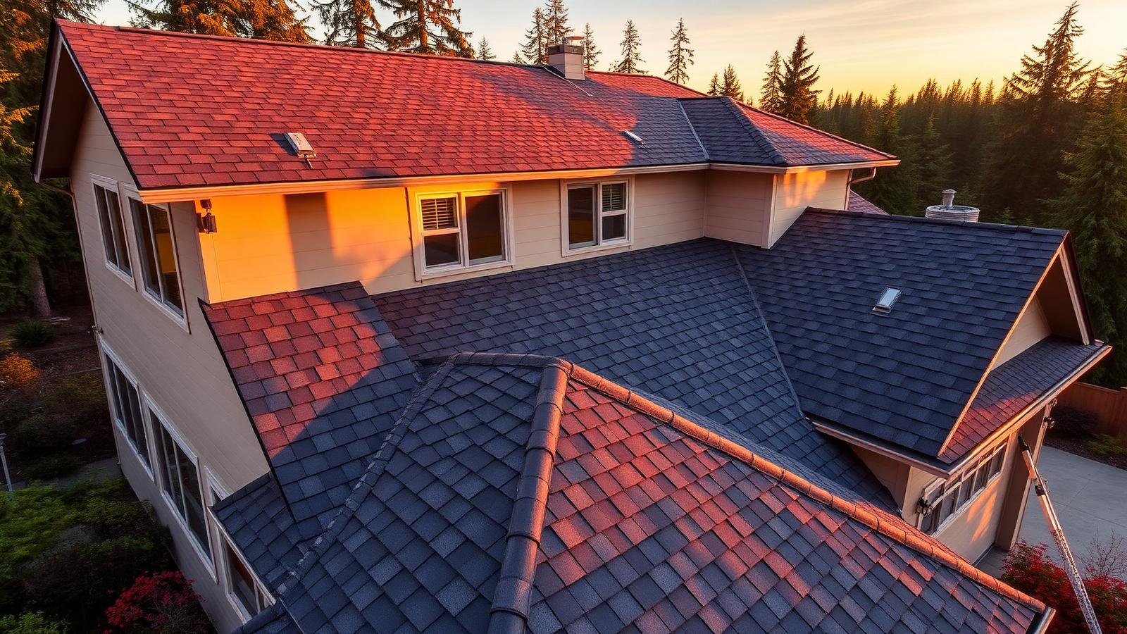 Newly installed architectural shingle roof on a Seattle home