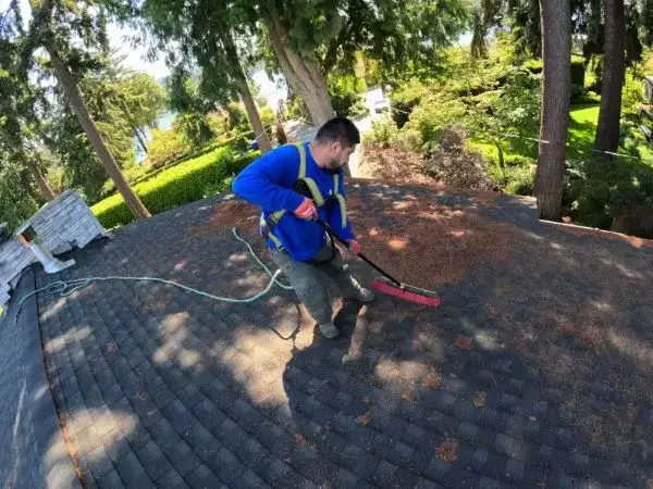 near me roofing company professional cleaning a house