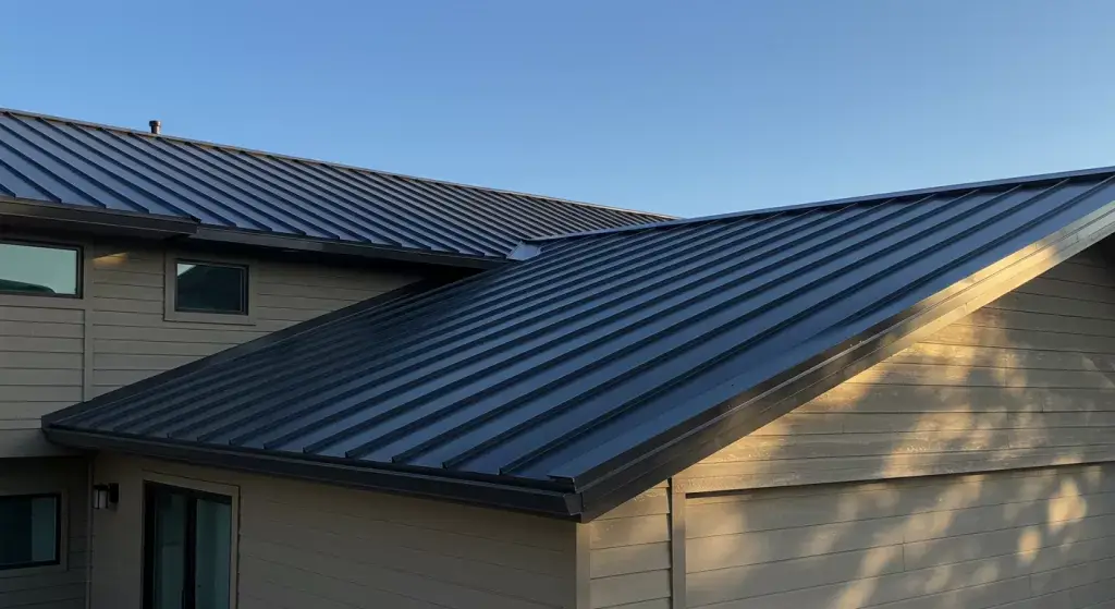 aerial view of architectural metal shingles roof