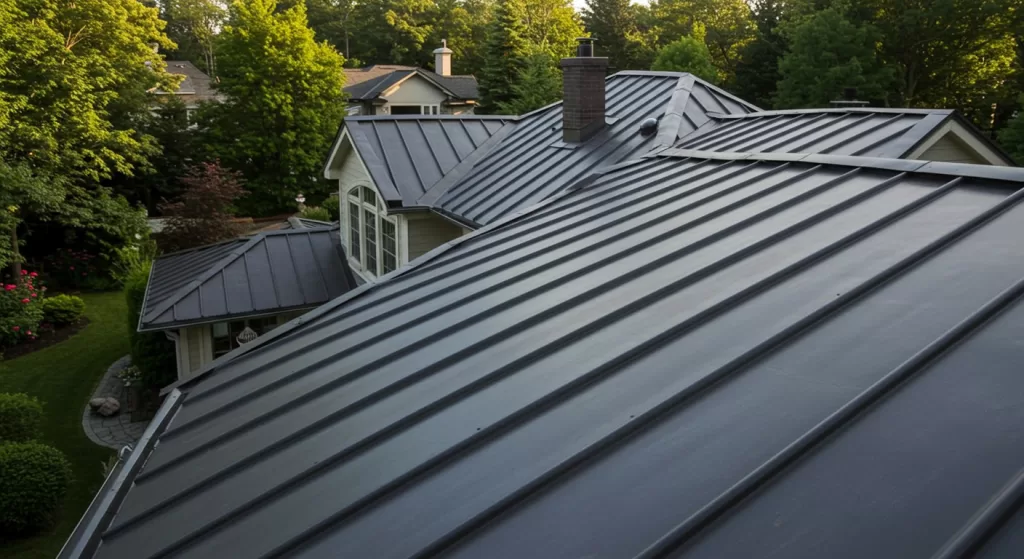 aerial view of zinc roofing