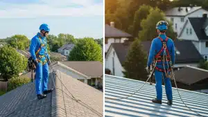 comparing newly installed asphalt shingle roof vs newly installed metal roof